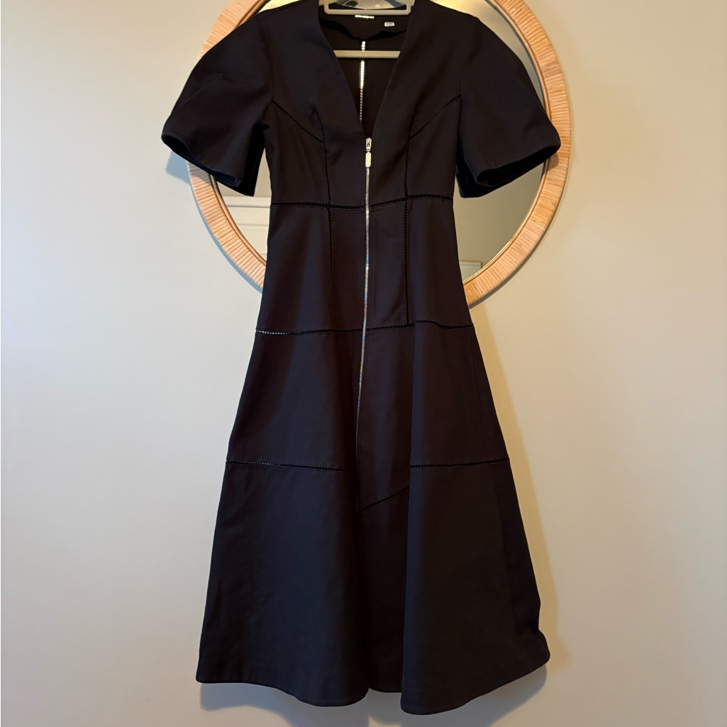 Alexis Black Varley Zip-Front Midi Dress